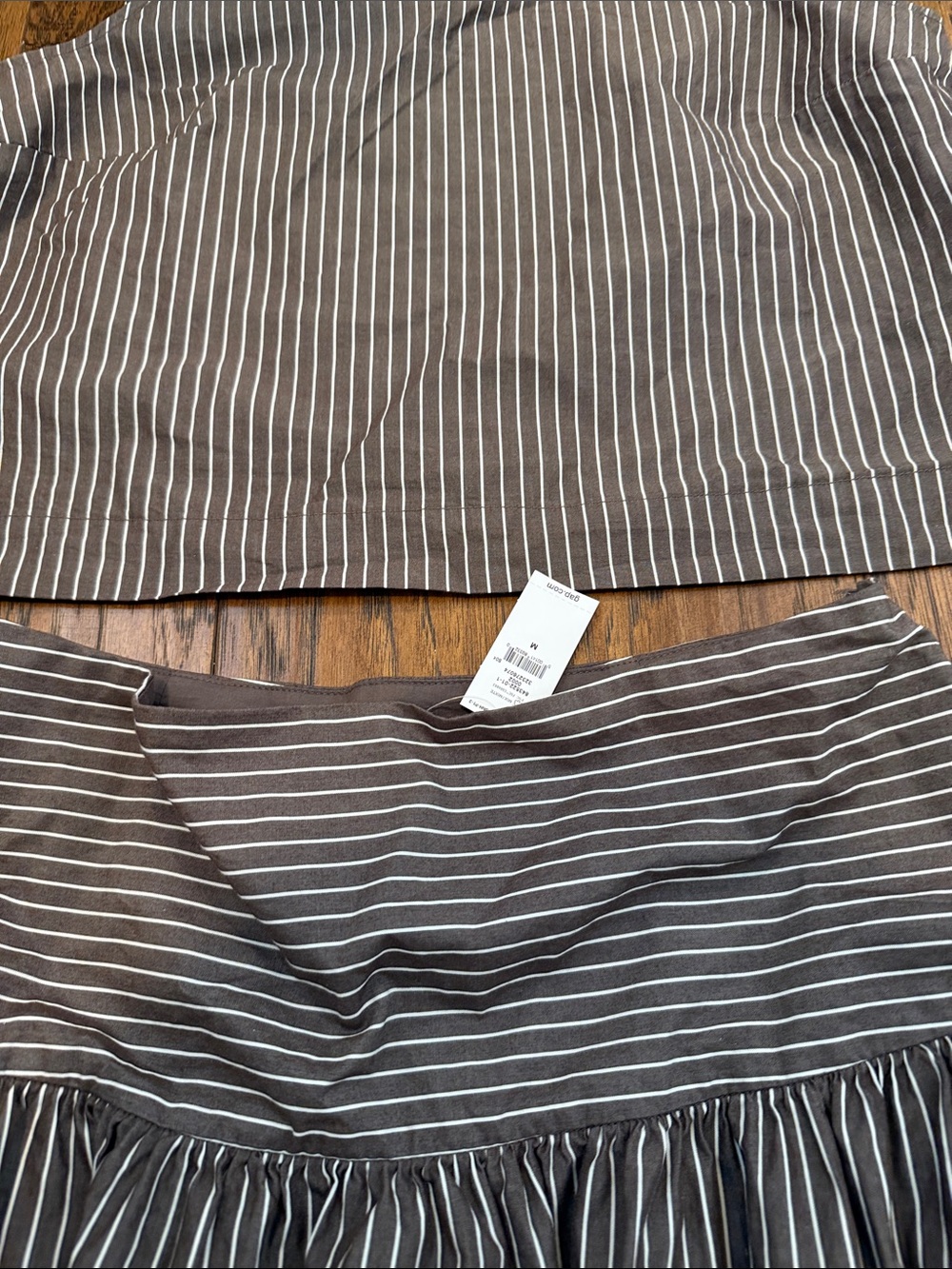Gap Brown Stripe Poplin Two-Piece Crop Top & Full Skirt Set - Medium - Picture 3 of 14